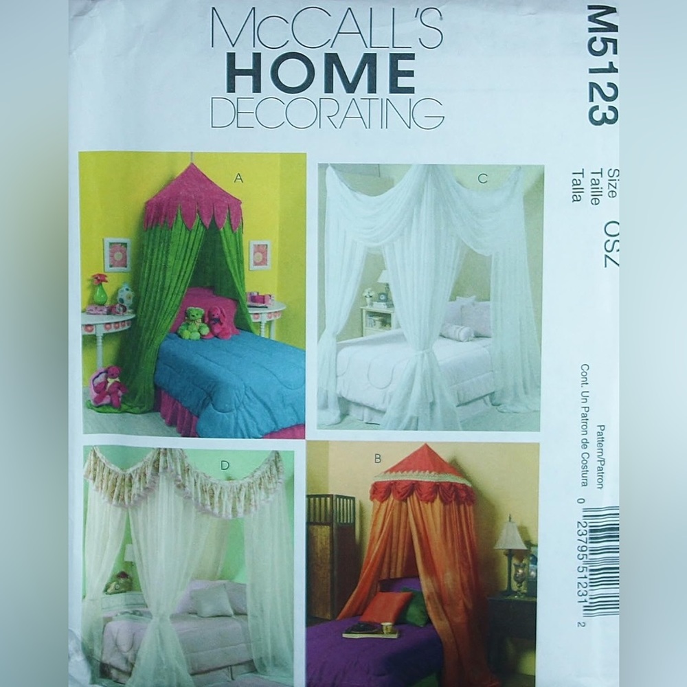 🪡 McCall's Home Decorating Pattern for Canopies 5123